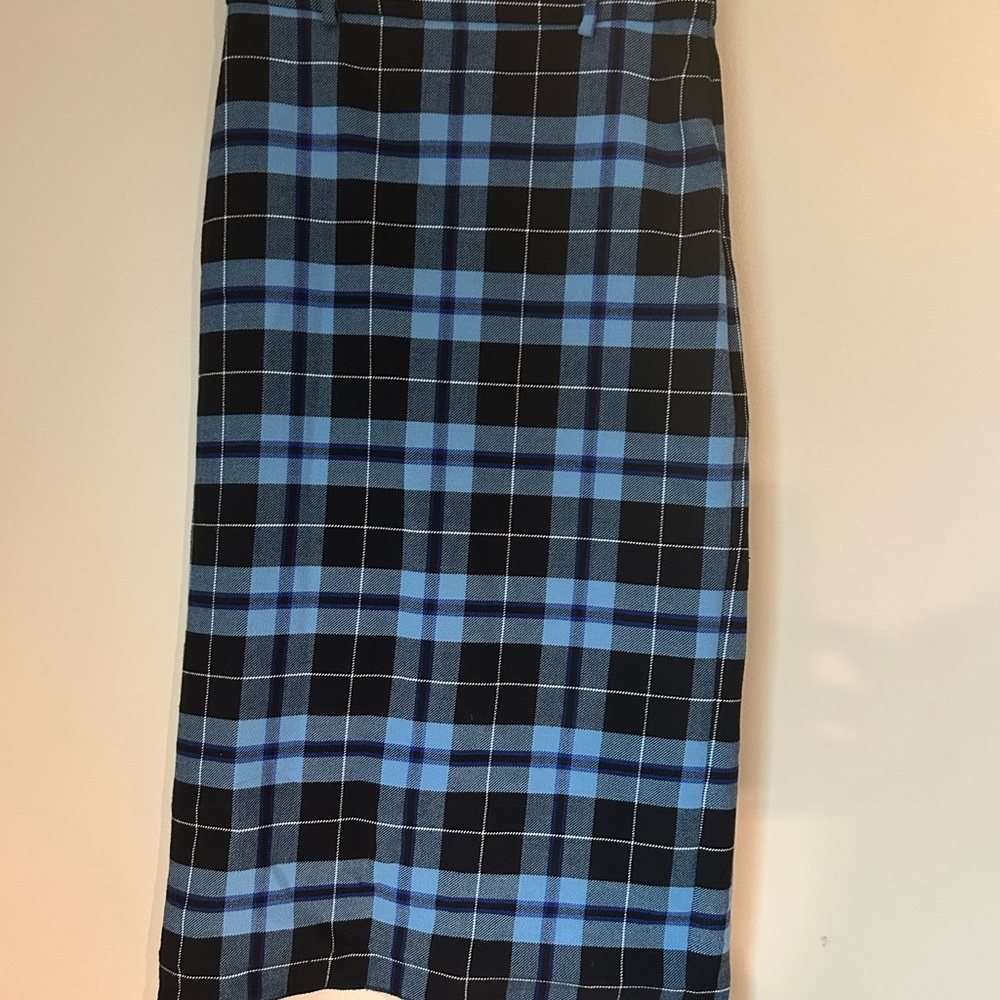 Blue Plaid Pencil Skirt - Women's